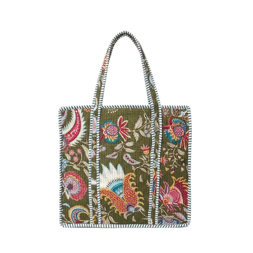 COTSILER Women Tote Bags Lightweight 18x16 Zipper Travel Bag Purse Cotton Shoulder Tote Bags For Shopping,Grocery,Beach Bag