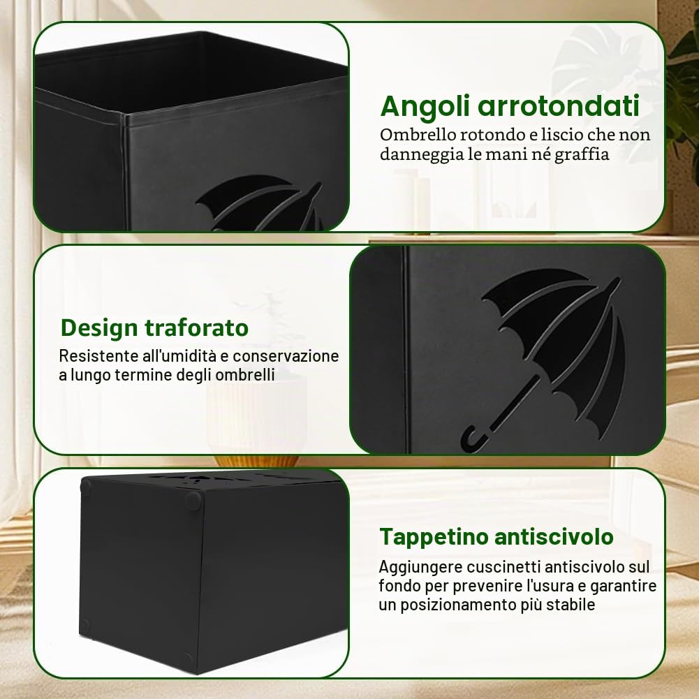 FARYODI portaombrelli portaombrelli all'ingresso, altezza 42 cm portaombrelli autoportante, spiagge per ombrelli walking walking stand (nero)