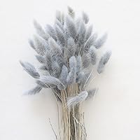 60PCS Grey Rabbit Tail Grass Dried Flowers - Natural Bunny Tails for Wedding Bouquets, Home Decor, Party Arrangements & Photo Props