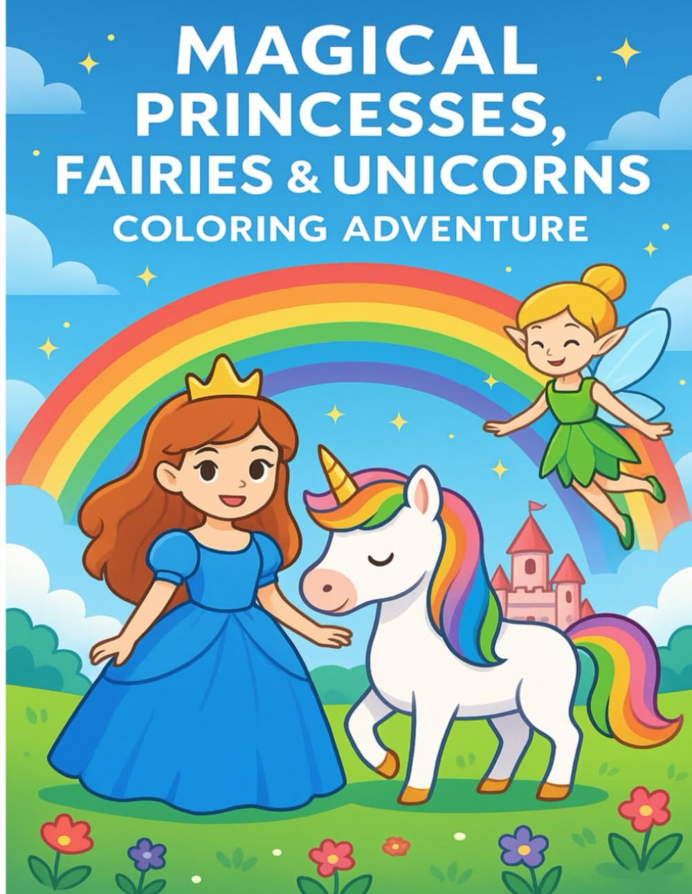 Magical Princesses, Fairies & Unicorns Coloring Adventure: A Fantasy Coloring Book for Kids Ages 4–10 with Princesses, Fairies & Unicorns
