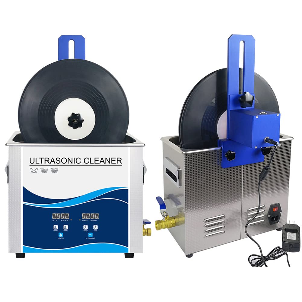Pulitore a ultrasuoni per Dischi in Vinile da 6,5 l, Sistema di Pulizia per Dischi in Vinile riscaldato da 300 W con Temperatura Regolabile e degasaggio, Staffa di Sollevamento, per Dischi L