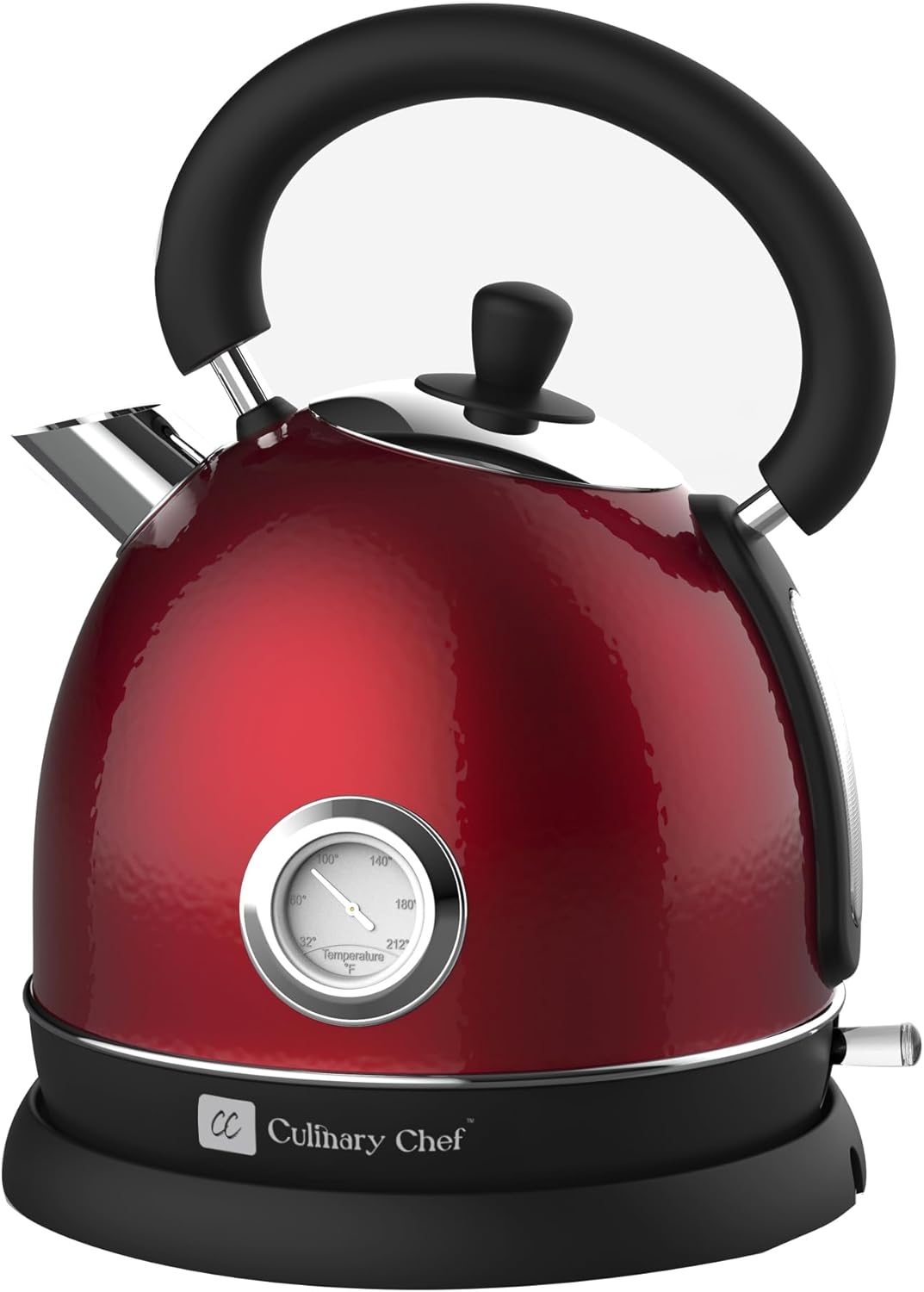 CULINARY CHEF Retro Electric Hot Water Kettle with Speed Boil Tech, Bpa-Free, 1.8, Stainless Steel, Black