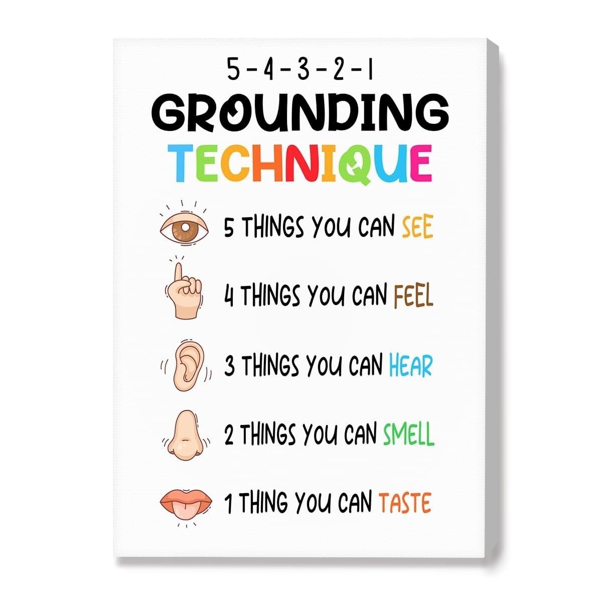 Anxiety Coping Skills Poster - Grounding Technique Wall-Art for Social Emotional Learning (SEL), Office, or Home Mindfulness Corner(Unframed,12x18inch(30x45cm))