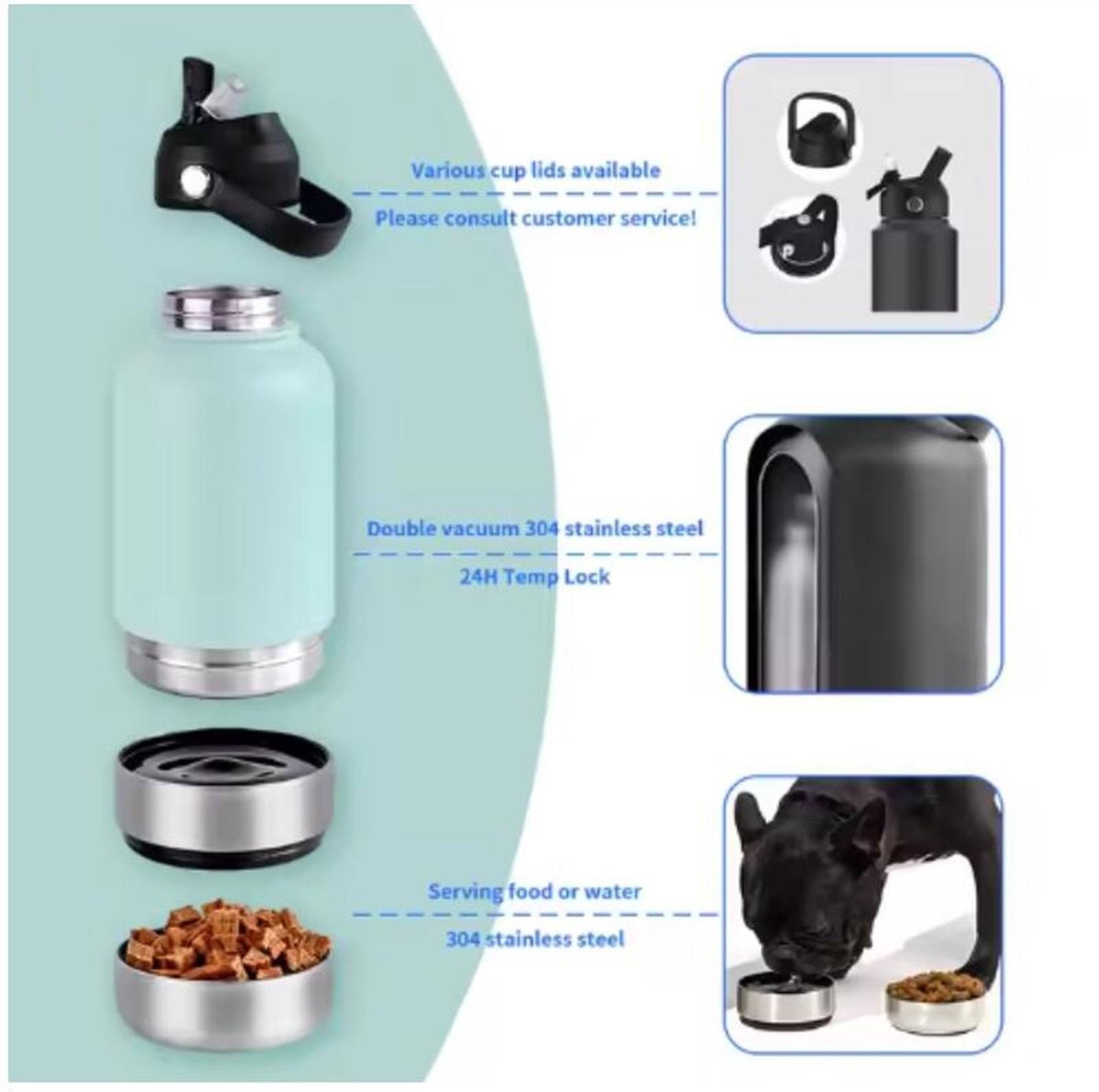 Edelstahl Hundetrinkflasche 950ml Auslaufsichere Wasserflasche für Hunde für Hunde & Katzen - Camping Reise & Outdoor Spaziergang BPA-frei(Orange)