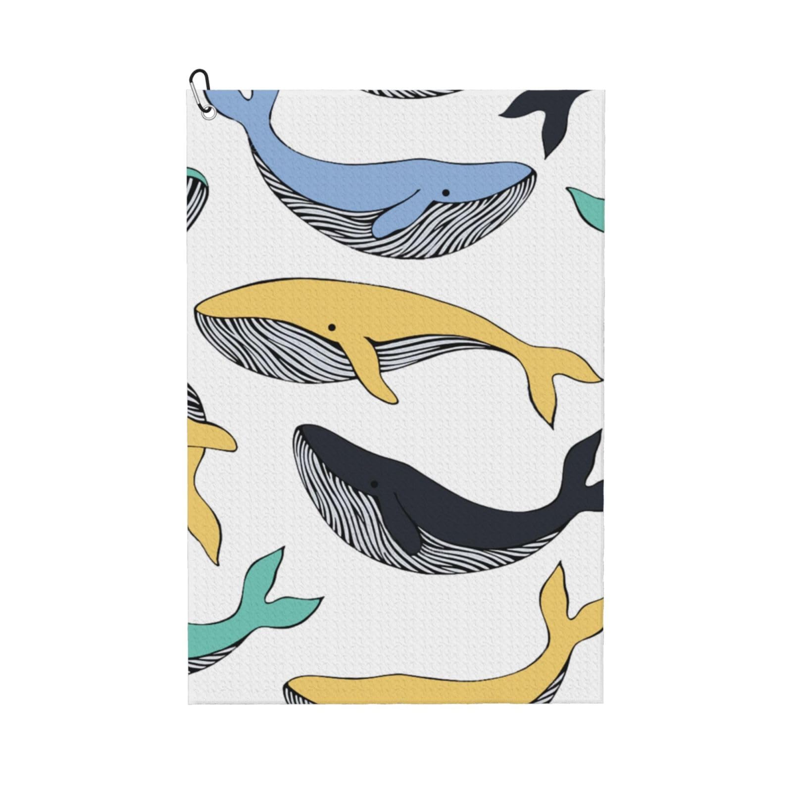 Hnnkloy Whales Whale Animal, 16x24 in Portable Waffle Golf Towels with Carabiner Clip for Golf Bag