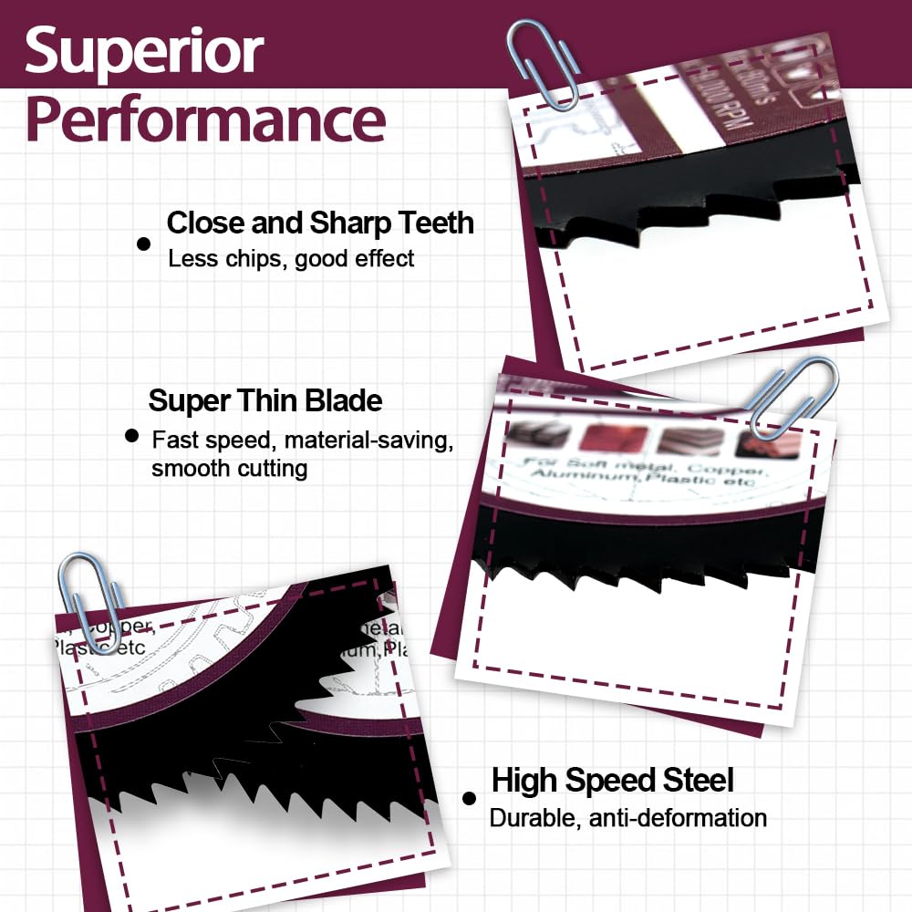 QUEFORET 75mm HSS Circular Saw Blades - 4pcs Cutting Discs for Soft Metal Copper Aluminium with 10mm Arbor - Image 4