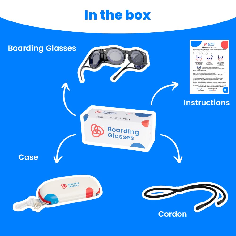 Boarding Glasses - Lunettes de Soleil Anti Cinétose - Technologie Originale Contre le Mal des Transports et le Mal de Mer - Noir Polarisé