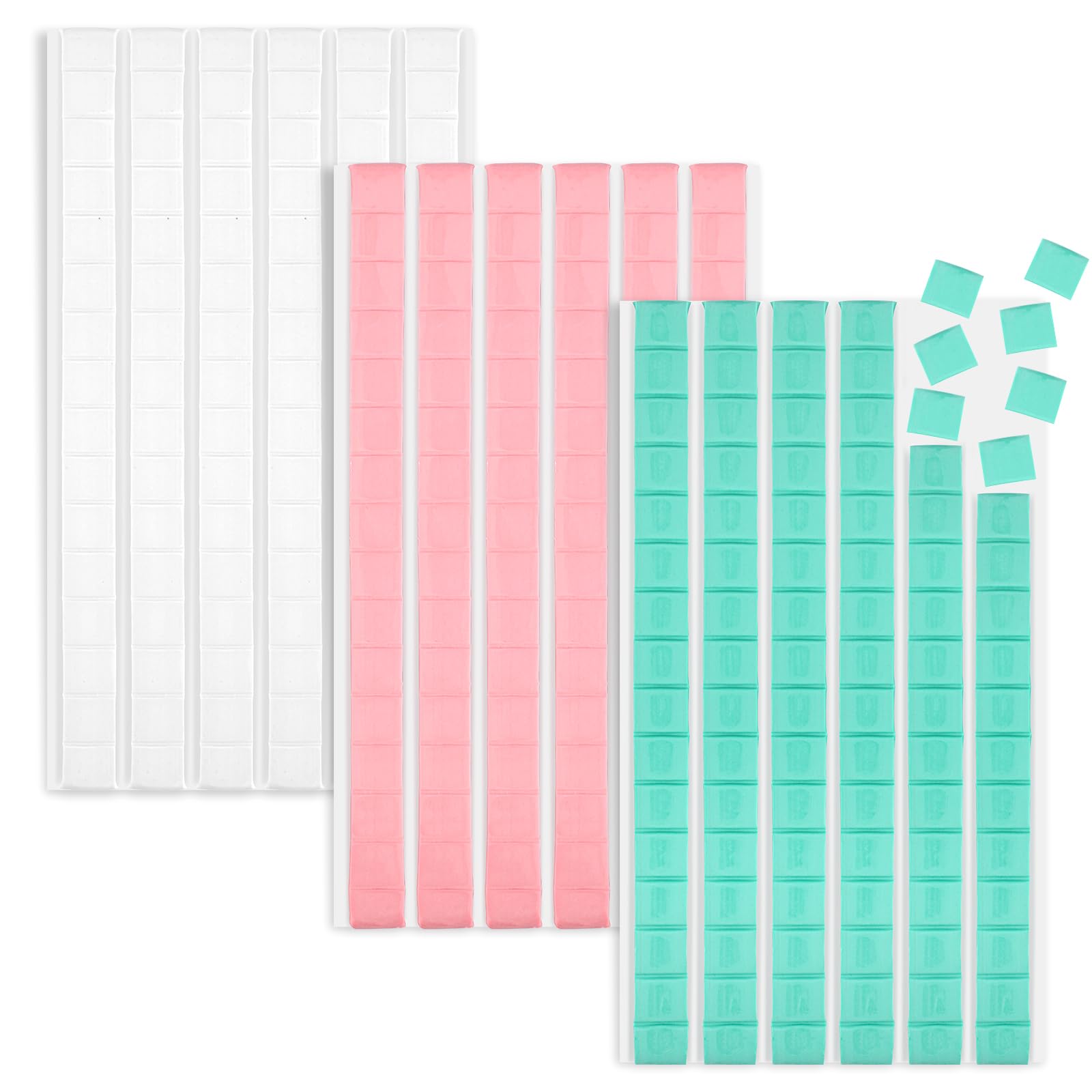 288 Pcs Sticky Tack, Wall Safe Adhesive Poster Putty, Removable and Reusable Mounting Putty for Hanging Pictures, Art, Decoration (Light Blue, White, Pink)