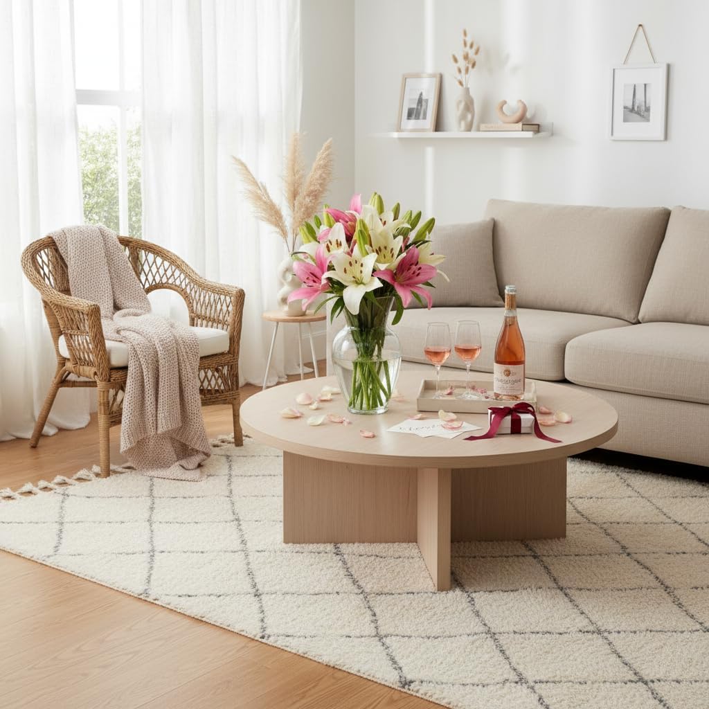 STARGAZER BARN 10 Stem Pink & White Lily Bouquet (Vase Not Included) - Hand-Tied in the USA - Fresh Flower Delivery for Birthday, Anniversary, Sympathy, Home Decor, Wedding, Mother's Day