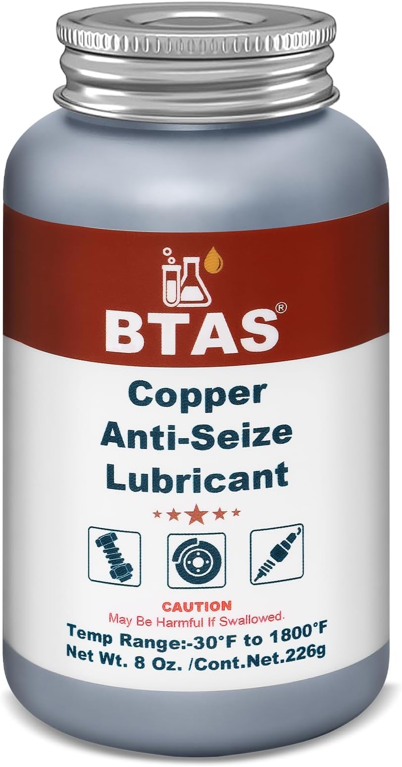 BTAS Copper Anti Seize Grease Lubricant High Temp Never Antiseize Compound for Spark Plug Bolts 8 oz