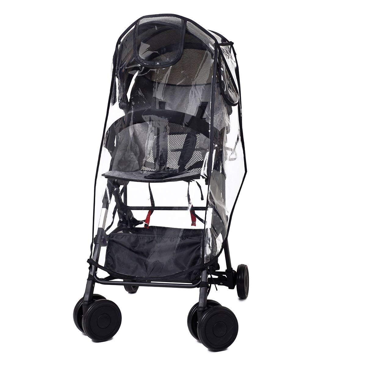 Protector de Lluvia para Silla de Paseo, con 3 Ventanas de Ventilación, Material EVA, Resistente al Viento y a la Nieve, Tamaño Mediano