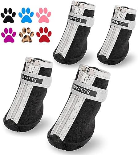 QUMY - Botas para perros pequeños y cachorros, impermeables, para la nieve del invierno, con franja reflectante, suaves y cómodas, con suela de goma