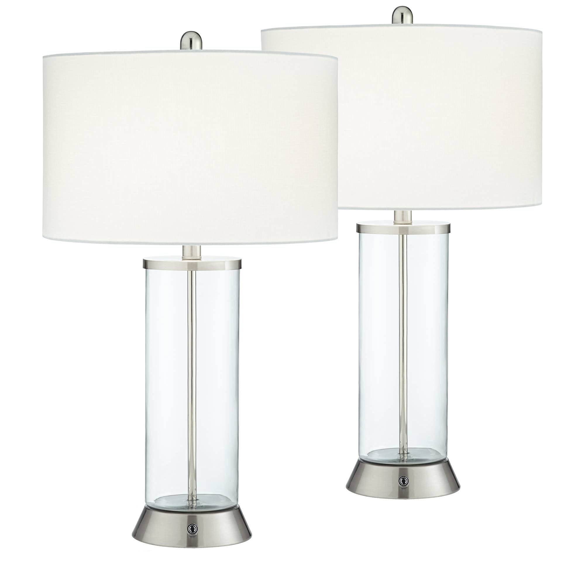 Watkin Modern Table Lamps 27.5" Tall Set of 2 LED with USB and AC Power