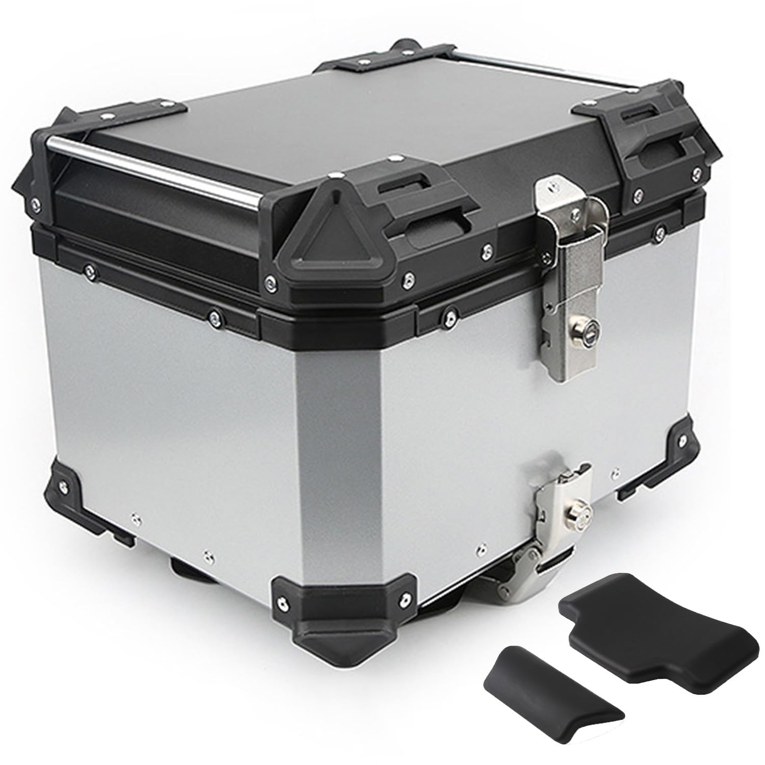 Valise pour Moto Top Case Moto avec Serrure De Sécurité 28L 36L 45L 55L 65L 80L 100L Aluminium Valise Topcase,Coffres De Moto pour Casque (Color : Silver, Size : 36L)