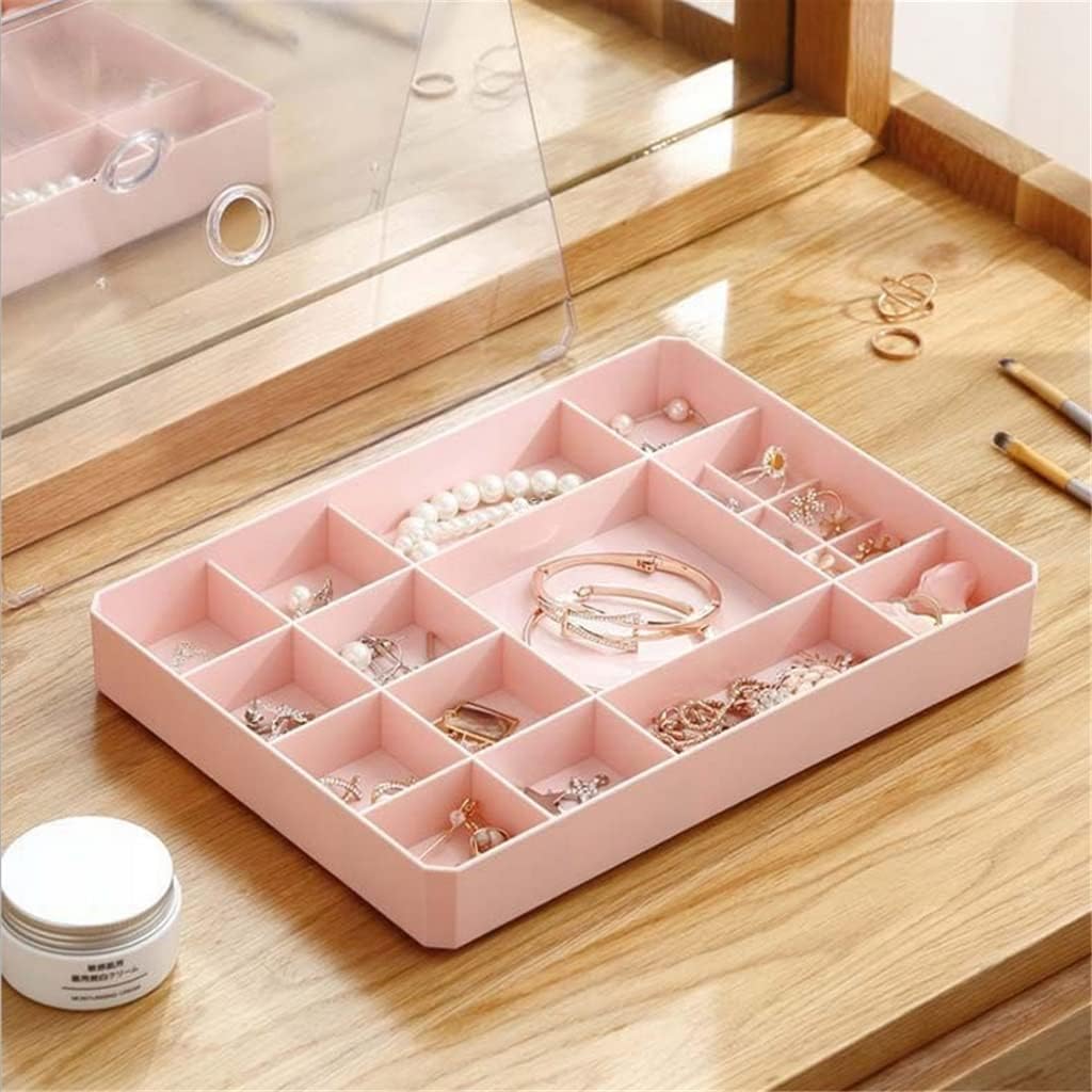 Practical 19 Grids Compartment Plastic Storage Box Jewelry Earring Bead Screw Holder Case Display Container (Color : Pink Size : 18.5 * 26 * 3.5cm) (Pink 18.5 * 26 * 3.5cm)