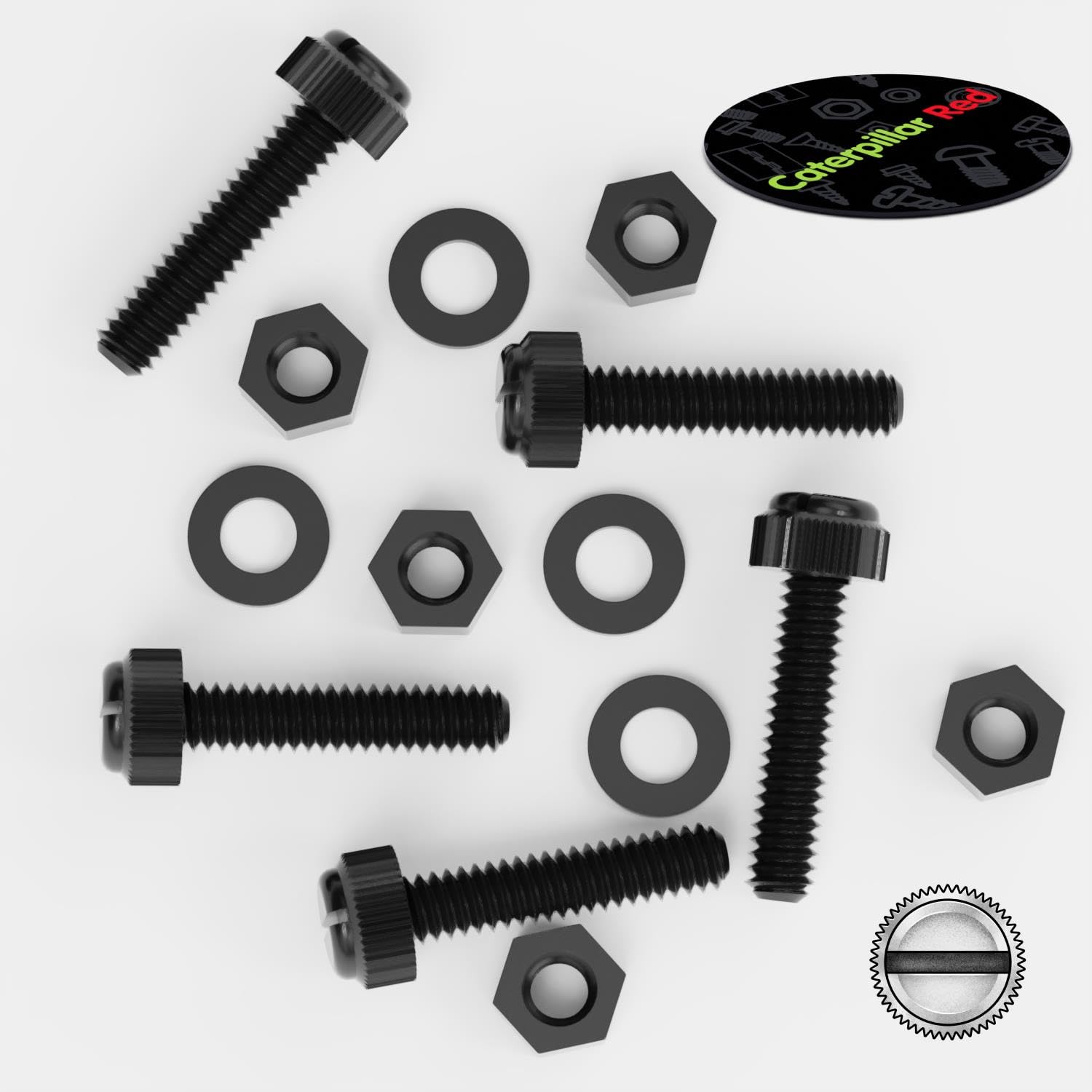 50x Black, Nylon Plastic, Thumbscrews, M8 x 40mm, knurled, Nuts, Washers & Bolts - Image 3