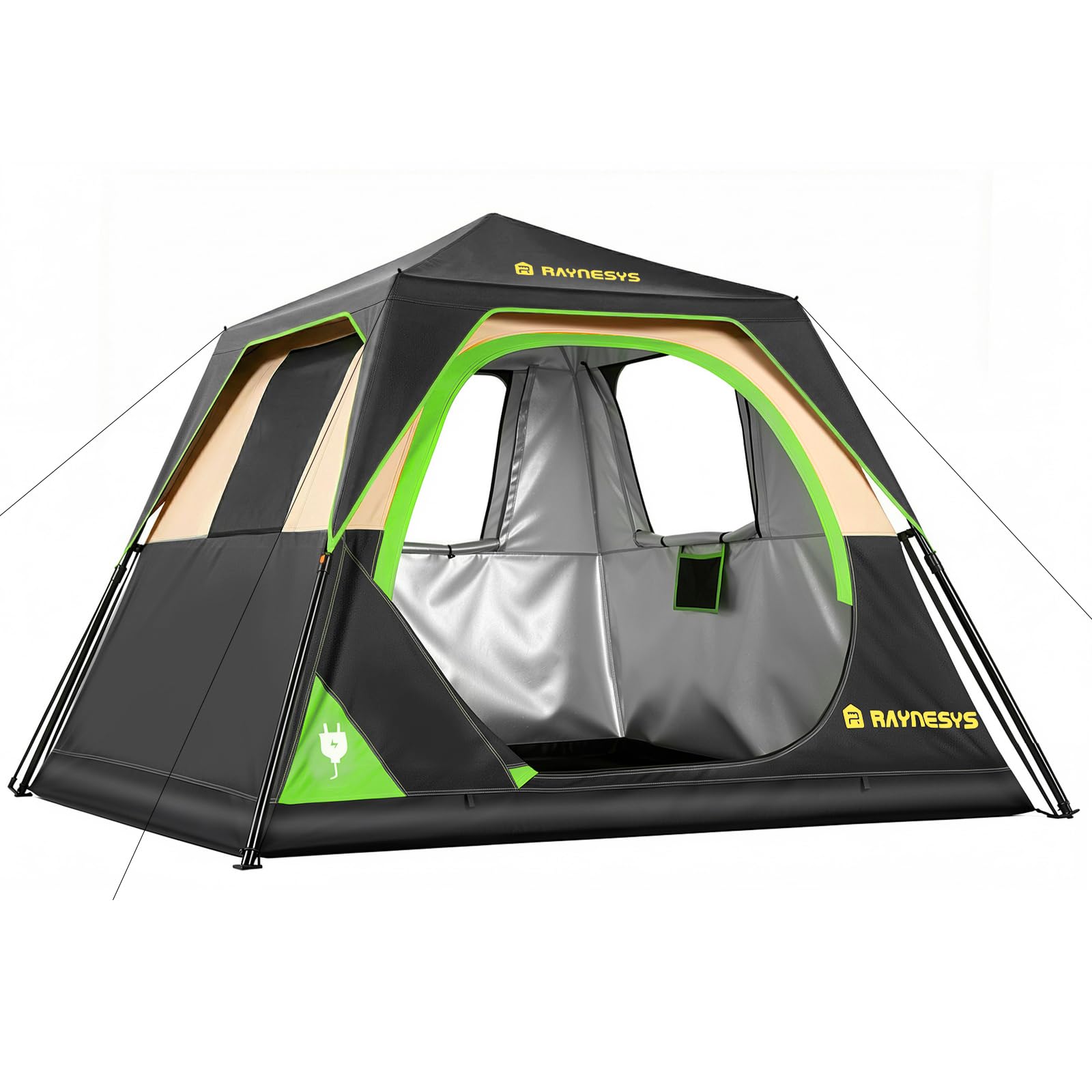 4/6/8 Person Camping Tent, Setup in 60 Seconds, Waterproof,Outdoor Camping Black + Brown 7.9' x 7.9' x 69''