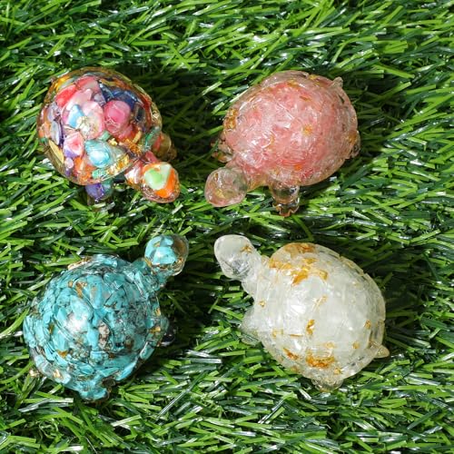 Set 4 Figuras Tortuga Cristal Decorativas Mini miniatura 4