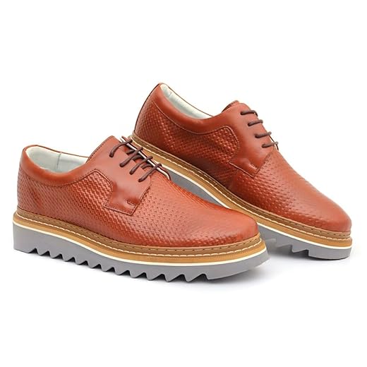 Sapato Oxford em Couro Premium Tricê Masculino Derby Tratorado Sofisticado