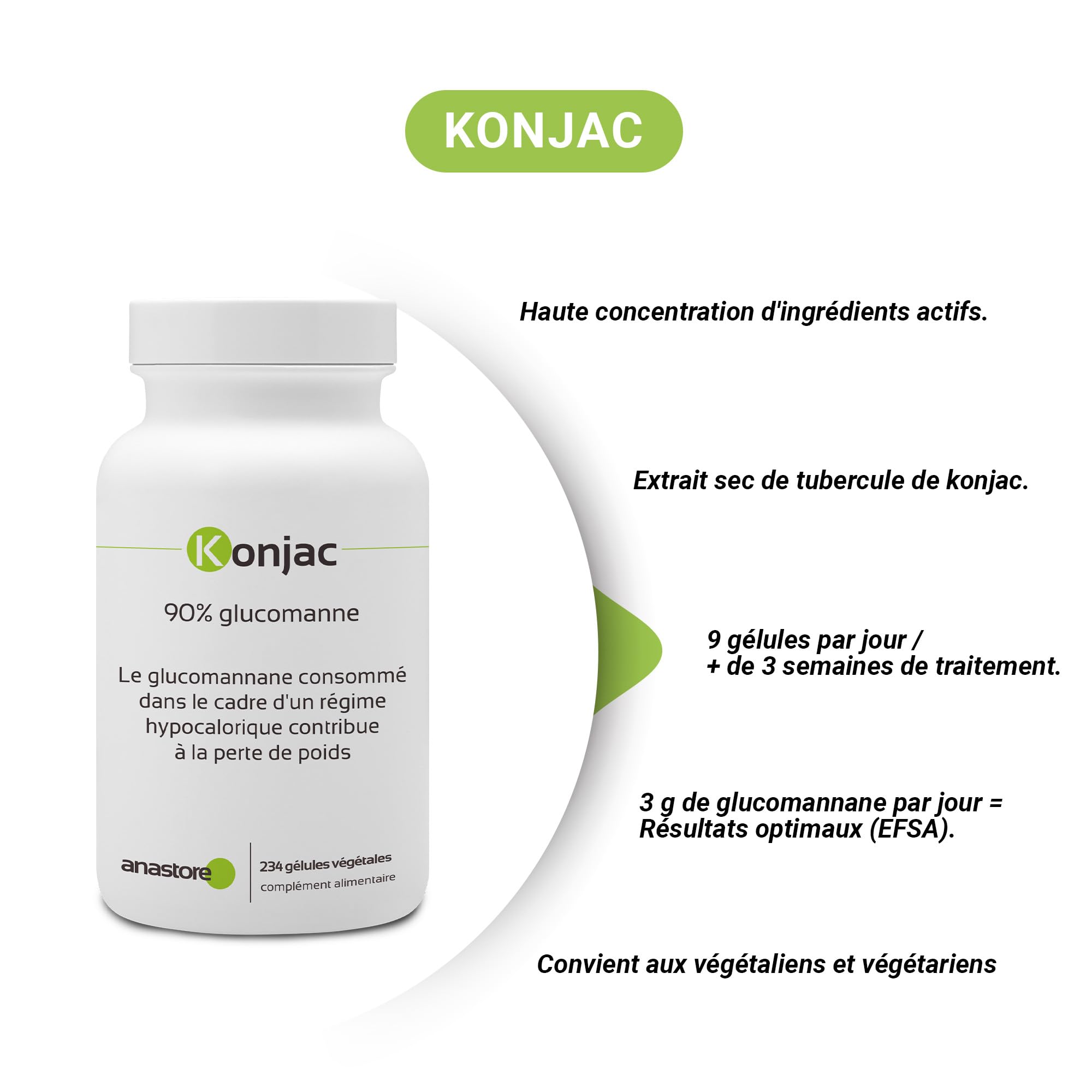 KONJAC * 371 mg / 234 gélules * Titré à 90% de glucomannane