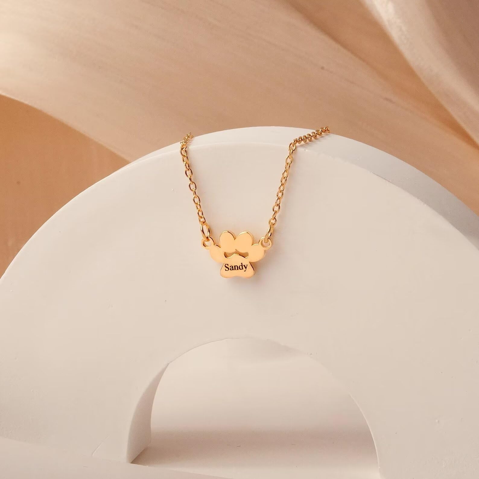 Collana personalizzata con stampa a zampa - Mini collana con nome con stampa a zampa in argento sterling 925 - Collana personalizzata con nome per animali domestici - Regalo per la festa della