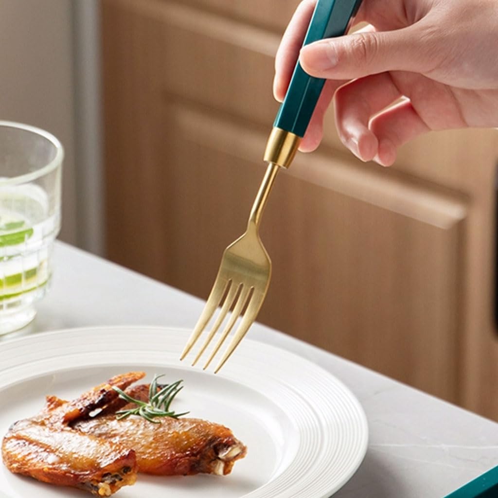 Exquisito Juego de cubiertos occidentales, cuchillos para carne, tenedores, cucharas, juego de cubiertos de acero inoxidable, cubertería creativa, utensilios de cocina para el hogar conveniente