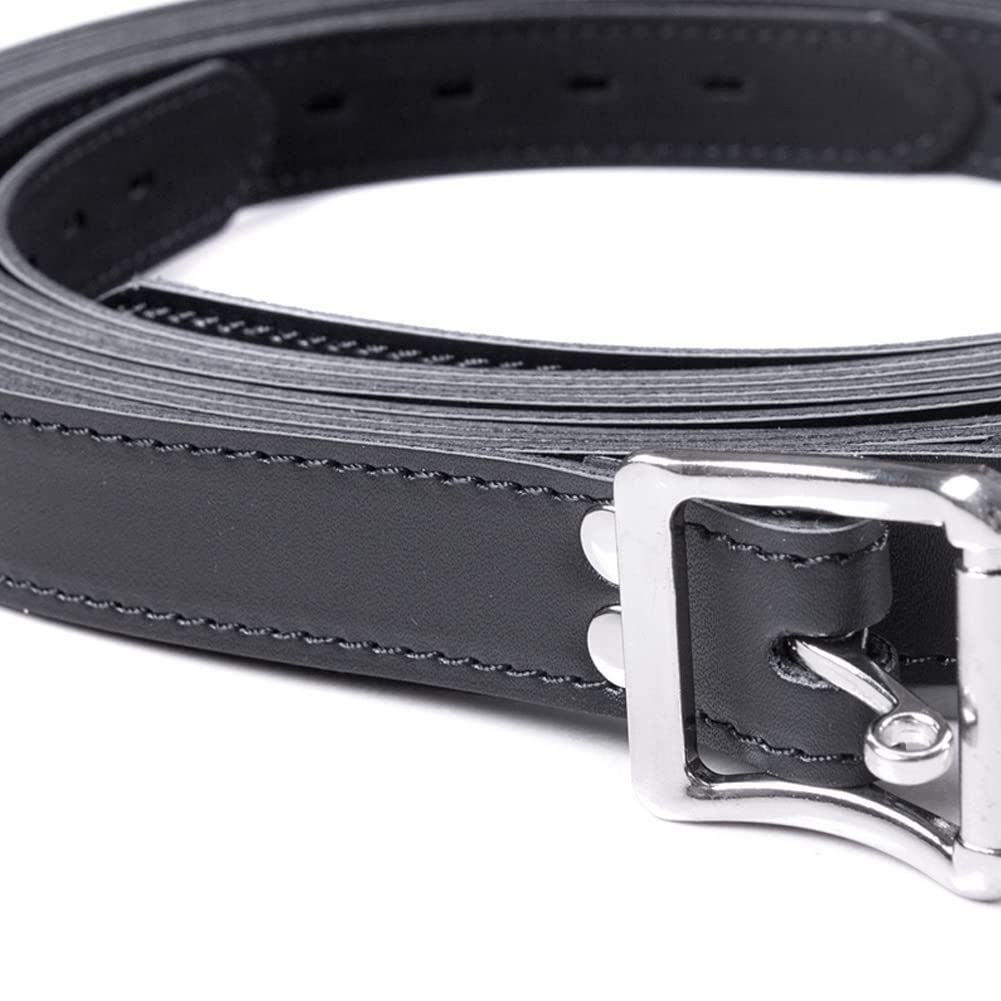 SXOVO 7 piezas SM Sex Bondage Sets Cuerdas de cuero ajustables Esposas Tobilleras con sistema de sujeción Keyhole (Negro x 7)