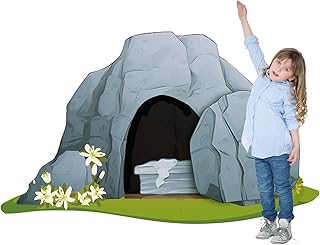 Tatuo Empty Tomb Easter Scene Cardboard Stand up Tomb Cutout Christian Jesus Nativity Scene Religious Handcrafted Figurines for Easter Props Home Sunday School Decoration