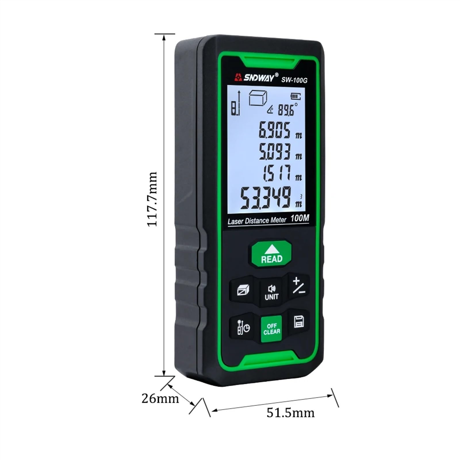Medidor de distancia láser Telémetro digital 100 m 70 m 50 m Telémetro Cinta métrica (Color : 50G 50m Green laser)