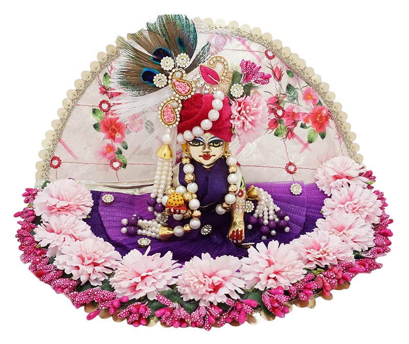 AMFEZKriday Craft Designer Purple Pink Flower Lace Work Poshak