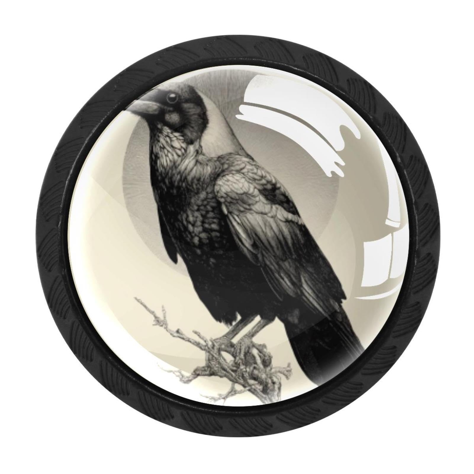 CHENZZZZ 4 pcs Crow (9) Cabinet Knobs Crystal Drawer Pulls for Kitchen, Bathroom Cabinet, Dresser and Cupboard