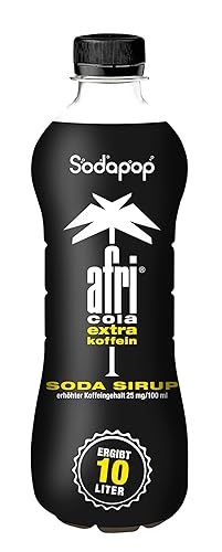 Sodapop Sirup afri Cola 25, Extraportion Koffein, schnell & einfach zubereitet, 1 Flasche ergibt 10 L Fertiggetränk, 500 ml - Cola extra Koffein