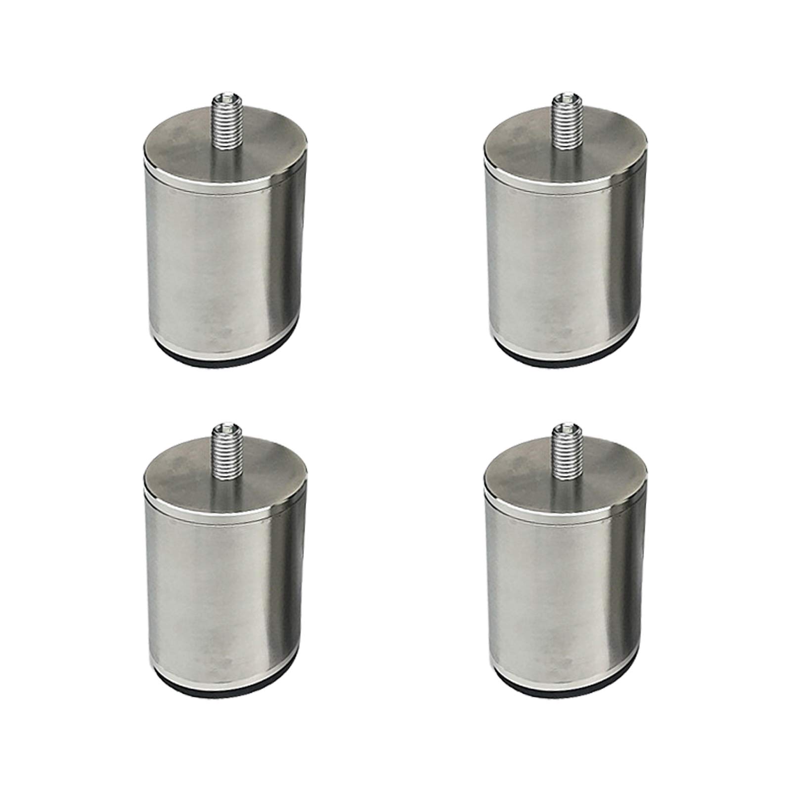 Gambe filettate in acciaio spazzolato, 4 pezzi (9,4 cm / 3.7in), antiscivolo, ricambio per divano, letto, armadio, ideale per tavoli da cucina e bagno