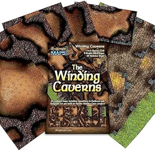 Arcknight The Winding Caverns Roleplaying Battlemaps; 16 Modular RPG Maps in 8 Double-Sided Pages, 1" Square Grid, Modular & Versatile Design for Tabletop Gaming - for Dungeons & Dragons & Pathfinder