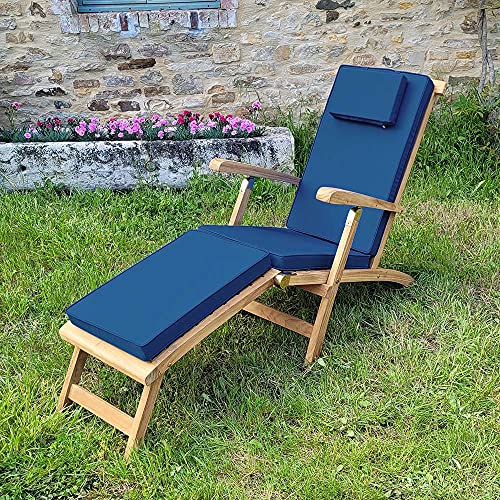 Teck'Attitude Matelas Bleu Marine pour Chaise Longue Cover