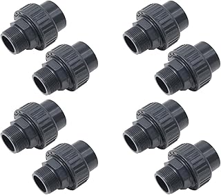 MeevrgR Conectores de bomba de piscina con rosca externa, accesorios de PVC de conexión rápida para bombas de spa, piezas de repuesto negras para sistemas de agua(8)