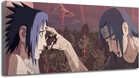 Amazon Co Jp アニメポスターナルトサスケvsイタチhdキャンバスアート壁の写真家の装飾ソファの背景壁の装飾誕生日プレゼントx40cm 8x16inch フレームレス ホーム キッチン