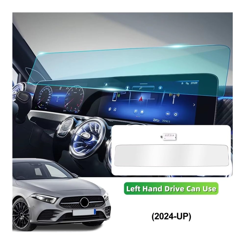 Protector Pantalla GPS Protector de pantalla cristal templado 2 en 1 para la consola central del coche Clase A W177 (2024-2025) con GPS
