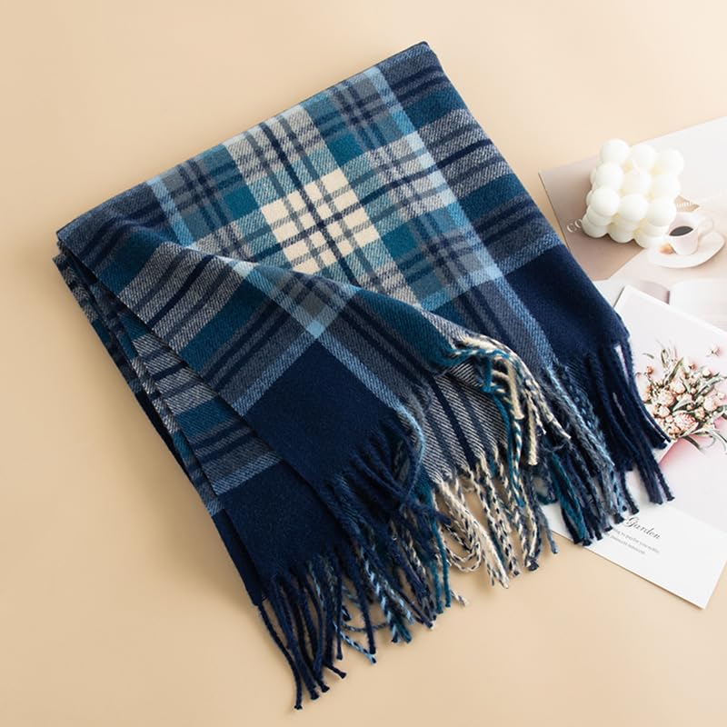 Scottish Tartan Plaid Scarf Winter Cold Weather Faux Soft Cashmere Shawl Wrap with Fringes for Women2