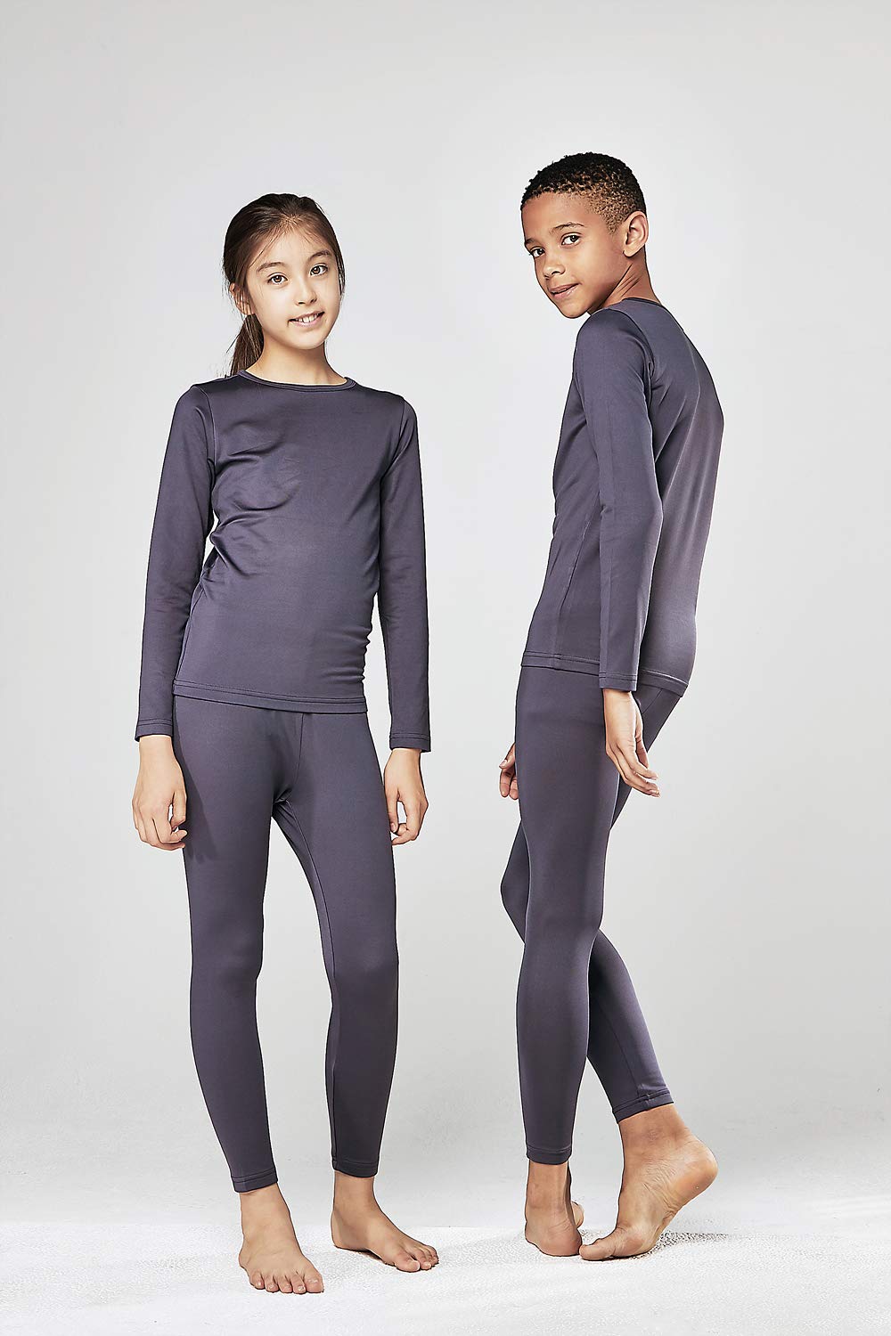 DEVOPS Conjunto de ropa interior térmica para niños y niñas con forro polar