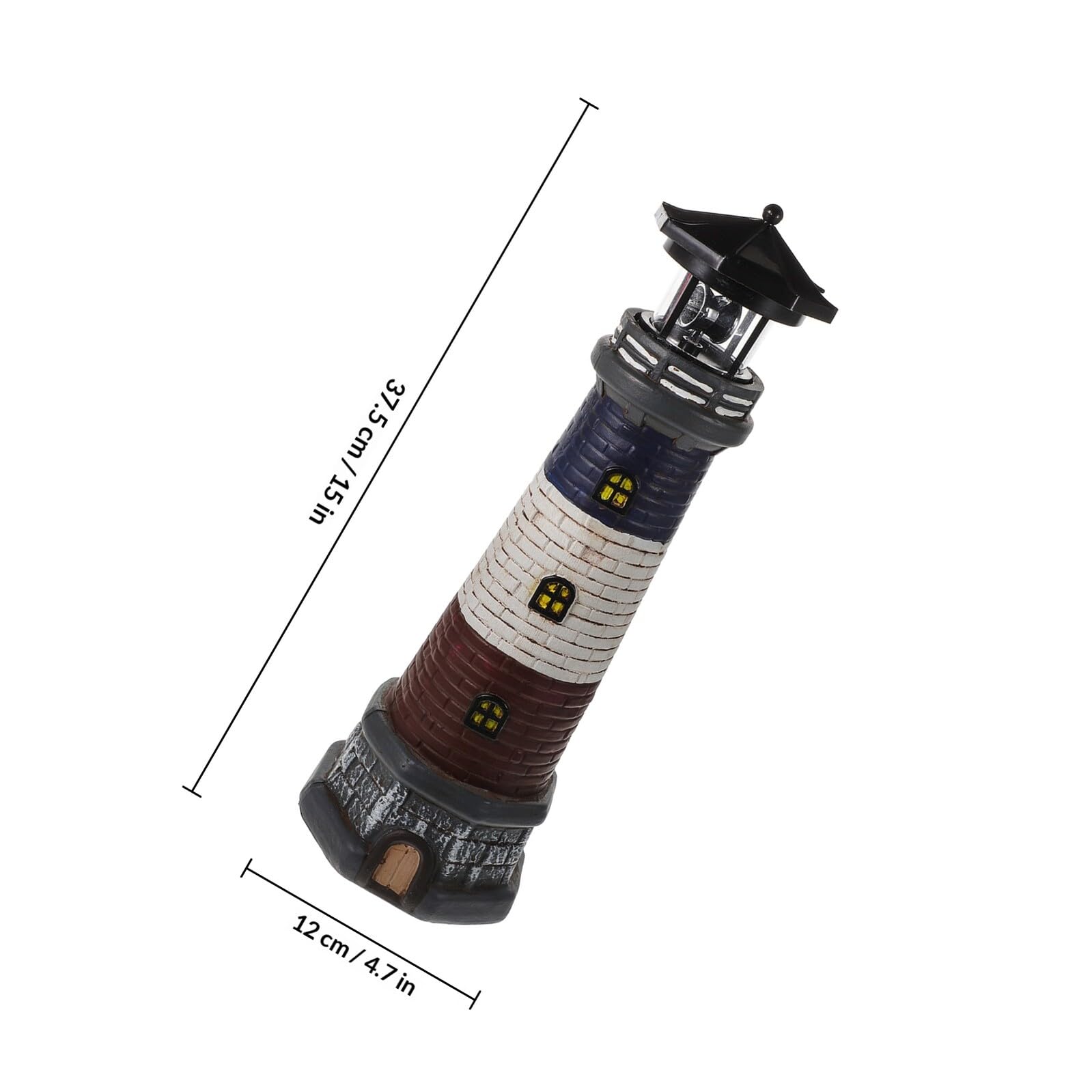 Statua Faro in Resina Solare per Esterni, Ornamento Luminoso per Giardino, Prato e Cortile Luce LED a Energia Solare, Decorazione Paesaggistica a Tema Marino