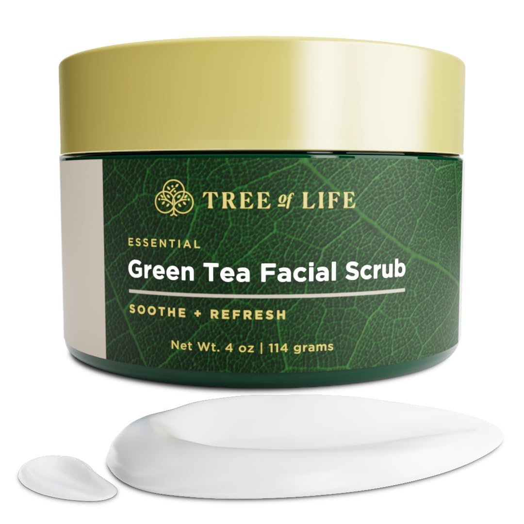 Tree of Life Beauty Exfoliating Facial Scrub with Antioxidants | Face Scrub with Green/White Tea Extract, 4 Oz
