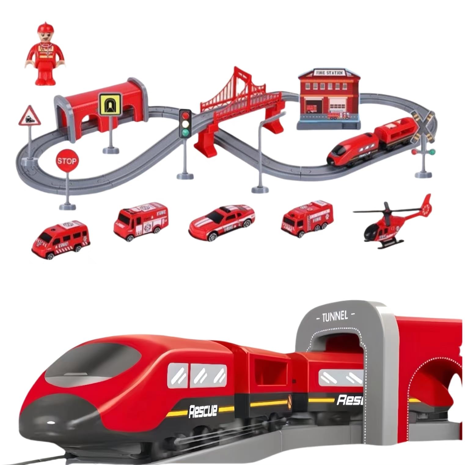 BASAMOU Trenino Elettrico Bambini Anni Con Luci E Animali,  Treno Giocattolo Pista Macchinine, Giochi Bambini Pista Da Corsa,  Giocattolo