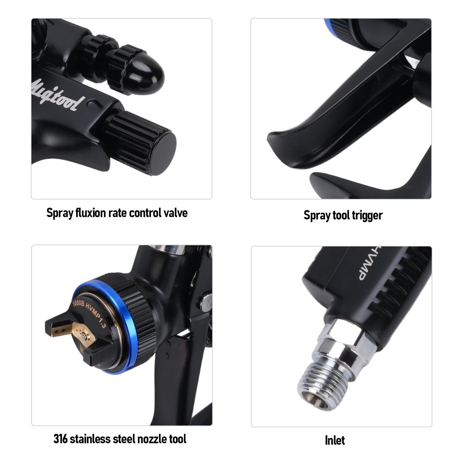 Sxhlseller Narzędzie do malowania HVLP, zestaw opryskiwaczy powietrza z niemiecką standardową dyszą do mebli, ścian, drzwi, stopu aluminium, kubek 600 ml, ergonomiczna konstrukcja