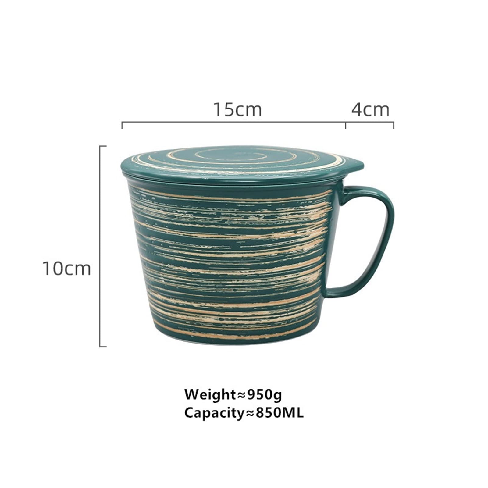 Generic Tassen, Becher Große Tassen Müsli Keramik Schüssel Wasser Tasse Milchschale Mit Deckel Fruchtschale Suppe Schüssel Dessert Tassen/Grün/Größe