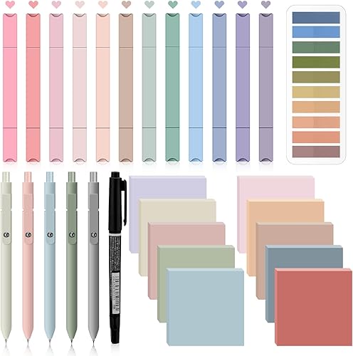 Miniatura 8 de Juego de 29 rotuladores estéticos de gel, notas adhesivas transparentes, pestañas adhesivas, marcadores negros translúcidos, marcadores de página,