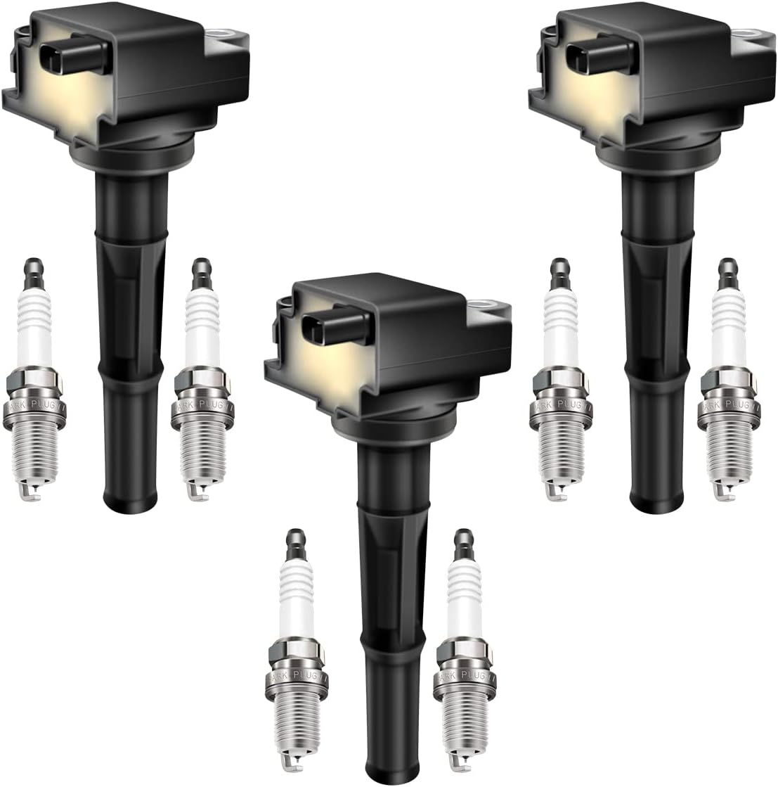 MAS Set of 3 Ignition Coil Pack & 6Pcs Iridium Spark Plugs Compatible with Toyota 4Runner T100 Tacoma Tundra Replacement for UF156 C1041