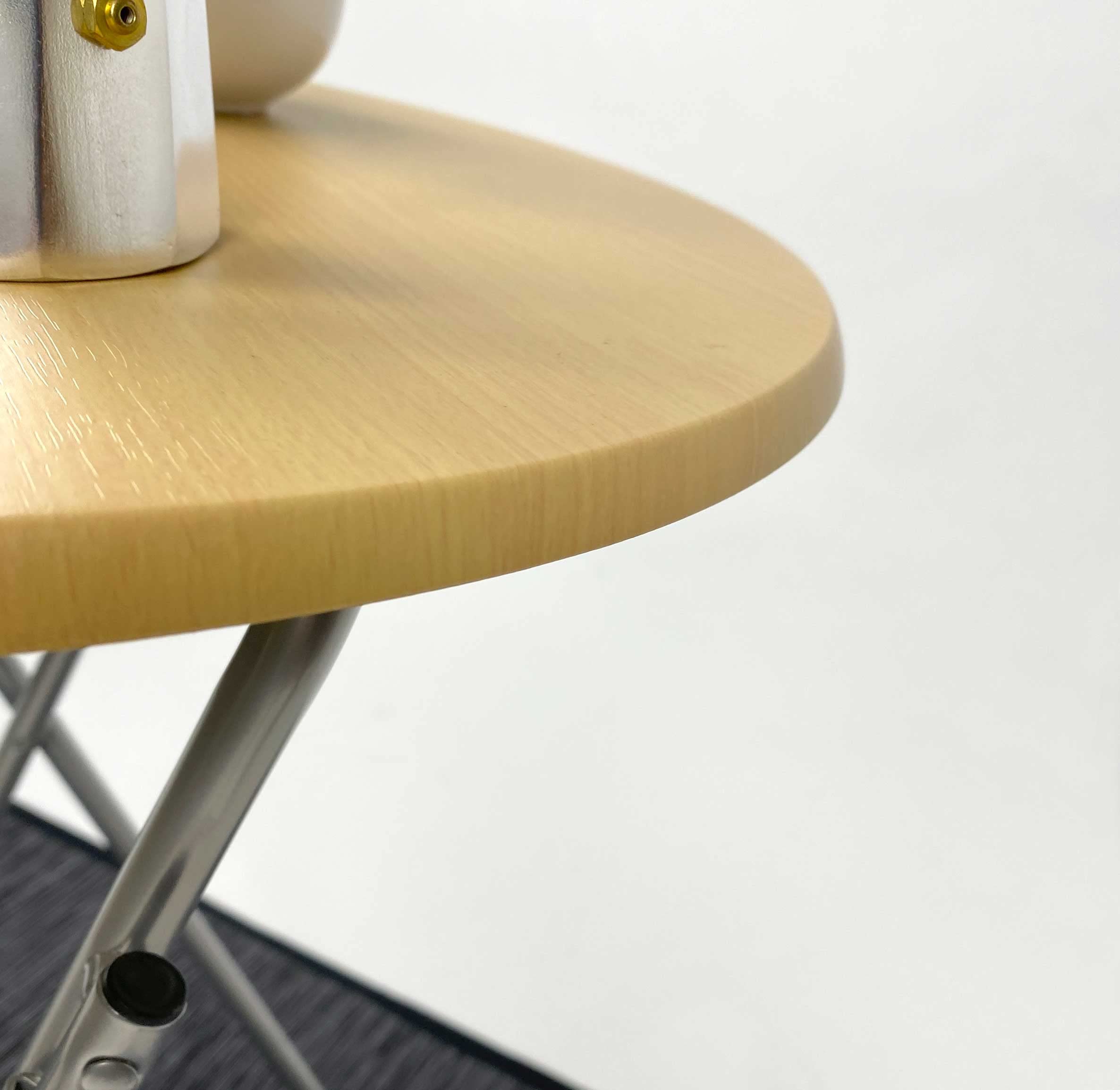 The Secret Home - Mesa Redonda Plegable de Madera - Color Madera Natural - Alto: 66 cm x Diámetro: Ø48 cm - Ideal para Cocina, Terraza o Jardín