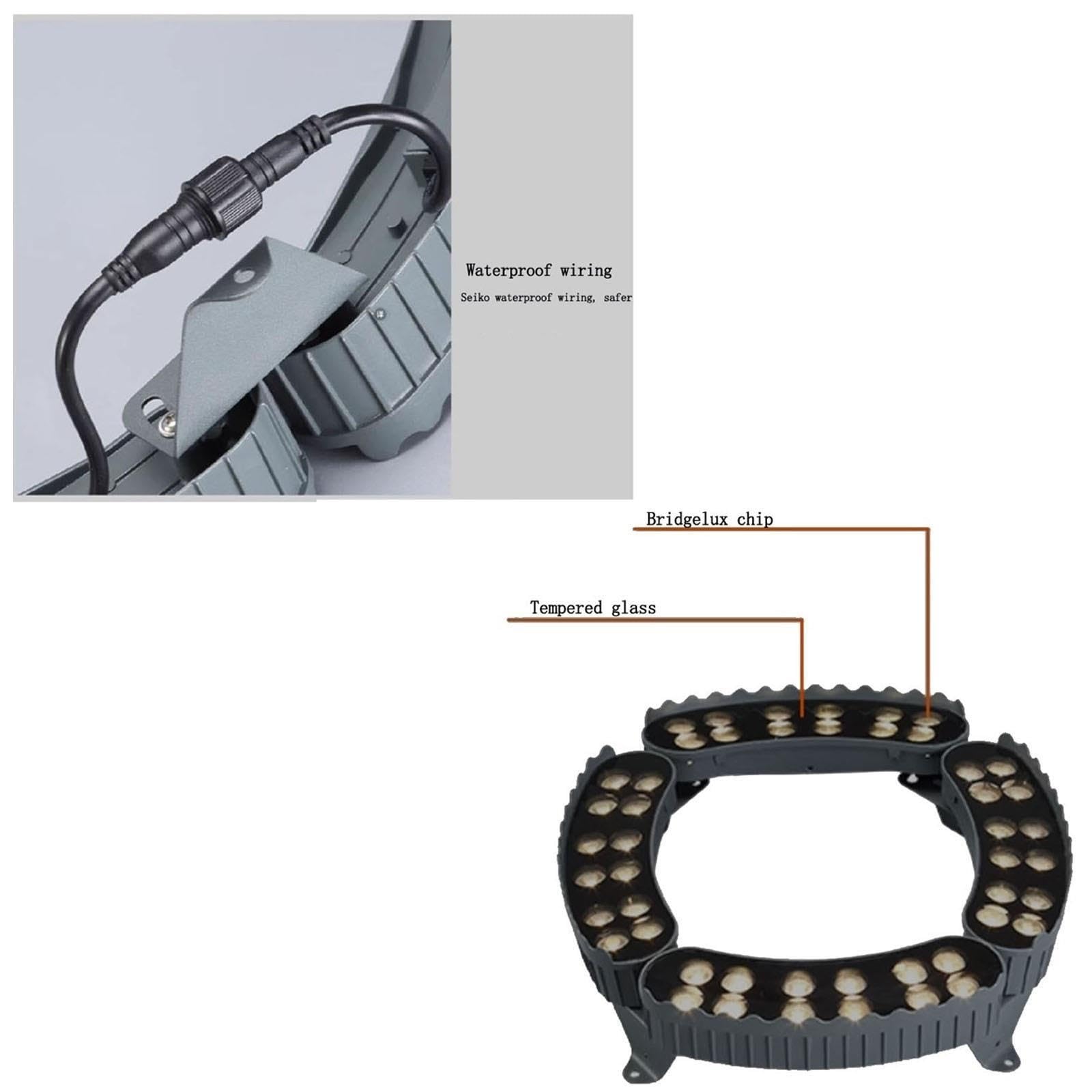 LED-Umarmungslampe für Baumring, LED-Strahler 12 W, Landschaftsbeleuchtung für den Boden, wasserdicht IP65, gewellte Außenleuchten mit Ring 24 V (gelb, 4 Stück (24 V))