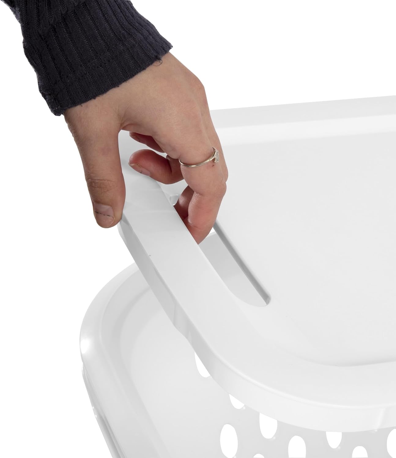 4-Pack—1.75 Bushel Capacity，Slim Plastic Laundry Hamper with Lid, Space Saving Laundry Basket for Bathroom, Bedroom, Dorm, Apartment